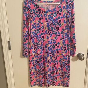 Lilly Pulitzer Pink and Blue Leopard Print Dress med